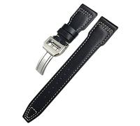 TPUOTI Bracelet de montre en cuir véritable de 20 mm pour montre IWC Big Pilot Mark 18 Spitfire Top Gun Hamilton en cuir de vachette souple, Gold Buckle, Agate