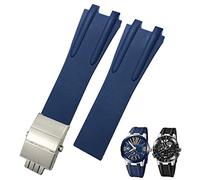 TPUOTI Bracelet de montre étanche avec boucle pliable en caoutchouc et acier pour Ulysse Nardin Bleu Noir Marron 26 mm, 26mm, Agate