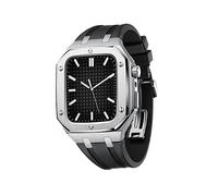 TPUOTI Bracelet de protection robuste en métal pour Apple Watch Series 7/6/5/4/SE - 44/45 mm - Boîtier en acier inoxydable avec bracelet de montre, 45MM FOR 7, Agate