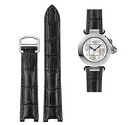 TPUOTI Bracelet en cuir de vachette concave marron noir avec boucle déployante pour montre Cartier PASHA WSPA0009 18 x 10 mm 20 x 12 mm, 18.10mm, Agate