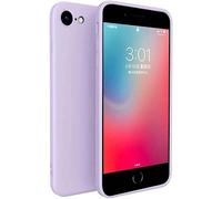 TPUOTI Coque pour Apple iPhone SE 2020 4,7 pouces, design à bord droit, coque arrière de téléphone en silicone liquide, coque de téléphone antichoc tout compris (couleur : violet)