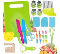 TPVUPC 27 Pièces Couteau Cuisine Enfant, Ustensiles de Cuisine Enfant en Plastique, Couteaux Montessori, Kit Couteau sécurité de Cuisine pour Enfants pour Couper et Cuisiner des Fruits ou des Légumes