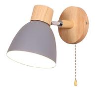 TPWEWRX Applique murale Lampe d'éclairage avec interrupteur marche/arrêt, lampe murale Macaron E27 Base en bois massif Appliques murales pour salon Allée Chambre d'enfant enfant (Grey)