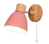 TPWEWRX Applique murale Lampe d'éclairage avec interrupteur marche/arrêt, lampe murale Macaron E27 Base en bois massif Appliques murales pour salon Allée Chambre d'enfant enfant (Pink)