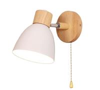 TPWEWRX Applique murale moderne Macaron, Lampe d'éclairage avec interrupteur marche/arrêt, Base en bois massif, Appliques murales pour salon, Chambre d'enfant, Blanc, W15*H21cm