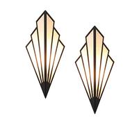 TPWEWRX Appliques murales modernes d'intérieur en forme d'éventail créatif Appliques murales Luminaires Art déco Applique murale Abat-jour en lin pour salon Chambre Couloir Allée E14 (2pcs Black)