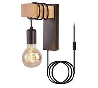 TPWEWRX Branchez les appliques murales, Applique murale industrielle vintage avec appliques murales en bois massif Luminaires muraux pour Chambre Salon Ferme Couloir (Black 2)