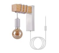 TPWEWRX Branchez les appliques murales, Applique murale industrielle vintage avec appliques murales en bois massif Luminaires muraux pour Chambre Salon Ferme Couloir (White 2)