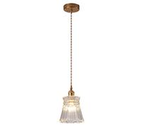 TPWEWRX Luminaires suspendus modernes nordiques Tête de lampe en laiton Lampe pendante de plafond Chambre à coucher Suspension simple Luminaire Art Déco Luminaire suspendu pour cuisine Salon (H)