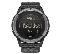 TPWEWRX Montre Digitale d'extérieur pour Hommes avec boîtier en Fibre de Carbone Rétro-éclairage par LED Montre Tactique étanche à 50M Montres Militaires Boussole Montre-Bracelet (Black)