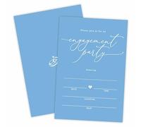 TPYEN Lot de 25 invitations de fiançailles avec enveloppes - Minimalisme bleu océan - Invitations à remplir pour jeunes mariés, Mr & Mrs, réceptions de fiançailles, cadeaux et décorations (lot de 25)
