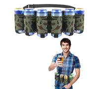 TPZORJX 1 ceinture à bière, 6 porte-bouteilles ou canettes, ceinture portable, ceinture à vin ajustable, pour le camping, les festivals,les fêtes de Mardi Gras pour hommes (camouflage vert)