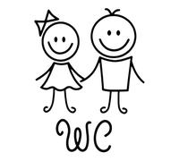 TPZORJX 1 Piece Bathroom Door Cartoon Sticker, 17 * 13cm, Bathroom Door Pattern for Girls and Boys, Bathroom Self-Adhesive Decorative Toilet Wall Sticker, WC Logo