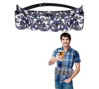 TPZORJX 1 Piece Beer Belt, 6 Beer Bottle or Can Holders, Portable Belt, Adjustable Beer Holder Wine Belt for Camping, Festivals, Bachelor Parties, Men's Mardi Gras Party (camouflage gris)