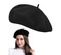 TPZORJX 1 Pièce Chapeau Béret Français, Béret Femme Vintage, Femmes Classique Français Chapeau, Béret Casquette, Béret Femme Chic,Femme Béret Hiver Chaud, Taille Unique (Noir)