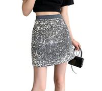 TPZORJX 1 Piece Ladies Sequin Short Skirt, Glitter Short Skirt, Waist-slimming Short, Ladies Sexy Skirt, Stretchy Wrap Skirt, Party Rave Costume, Rave Christmas (M)