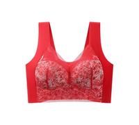 TPZORJX 1 pièce Soutien-gorge - Soutien-gorge à couverture complète, soutien-gorge de correction de posture à fermeture avant, pour la course, le jogging, le yoga (rouge, 2 L)