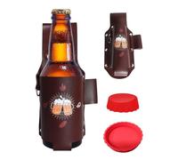 TPZORJX 1 x Ceinture à bière, étui à bière, porte-bouteille en cuir, porte-canette à bière avec 2 couvercles. La ceinture à bière est un cadeau créatif pour les hommes, facile à transporter