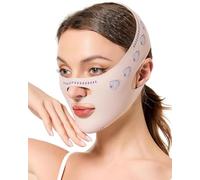 TPZORJX 1 x Demi-masque de lifting sans trace,masque en V,masque de lifting,masque de sommeil,pour double menton et peau du visage affaissée,ajustable double menton et peau affaissée(rose)
