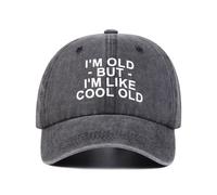 TPZORJX 1pc Unisex Hip-Hop Baseball Cap, 100% Cotton, Ajustable, Taille unique, Chapeau de soleil, Gravé avec « I'm Old But I'm Like Cool Old », Casquette à la mode. gris foncé