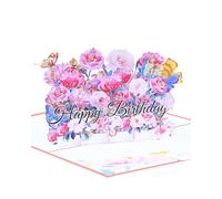 TPZORJX 1pcs Carte Anniversaire Femme - Exquise Surprise Carte Anniversaire avec 3D Fleurs Roses Romantiques - Pour Maman Mamie Femme Petite Amie - Carte de Joyeux Anniversaire avec Enveloppe