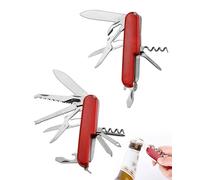TPZORJX 2 paquets Mini couteau Suisse,Tire Bouchon,Polyvalent Couteau de Poche Suisse,Swiss Army Knife, 11 Fonctions e 7 Fonctions Couteau multifonction, Léger, Multitool