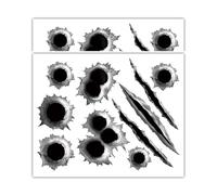 TPZORJX 2 Pcs d'autocollants avec impression de pattes en faux trou de balle,autocollant d'apparence 3D,autocollant imperméable avec trous de balle,adapté à la voiture,au scooter,au casque de moto