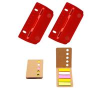 TPZORJX 2 Piece Pocket Punch with 2 Pieces Sticky Notes, Mini Pocket Punch for Label Stapling, File Punch, Punch for School, Office and Home(rouge)
