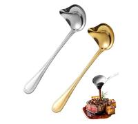 TPZORJX 2 Pièces Cuillères à Sauce en Acier Inoxydable,Cuillère à Sauce avec Bec Verseur 20 CM,Petite Louche Sauces pour Vinaigrettes,Sauces Soupe,Jus Viande(Or,Argent)