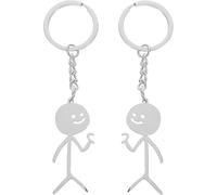 TPZORJX 2 pièces drôle Smiley Figurine de visage langue des signes porte-clés doigt Stickman mignon tendance sac clé de voiture Tendance mignonne - Sac - Voiture - Cadeau pour couple