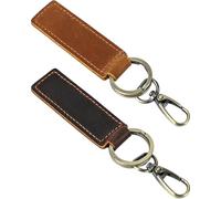 TPZORJX 2Pcs Porte-Clés de Voiture, Porte-Clés En Cuir Porte-Clés Pour Hommes Porte-Clés De Voiture Porte-Clés Personnalisés En Cuir Pur Cadeau D'anniversaire Pour Personnes Préférées Femmes Hommes
