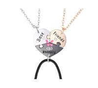 TPZORJX 3 pièces collier BFF, pendentif gravé Best Friends Forever and Ever Heart Shaped Puzzle Pendentif Friendship Necklace Sisters Friends Gift (Gold Silver Black)