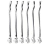TPZORJX 6pcs 2 in 1 Straw Spoon, Stainless Steel Straw/Strainer Spoon/Tea Spoon for Tea, Coffee, Lemon Tea, Juice, Milkshake, Cocktail
