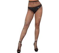 TPZORJX Bas Résille à Strass Collant, Collant Résille Femme, Strass Mesh Pantalon Serré Collant, Collants Étincelants Taille Haute Rhinestone Collant Pantythose pour Fêtes Halloween