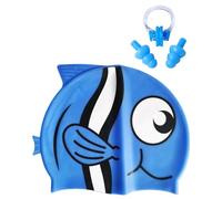 TPZORJX Bonnets de bain,Bonnets de Bain Etanches,avec bouchons d'oreilles et pince nez,Bonnet de Bain en Silicone, avec Silicone Hypoallergénique pour Jeunes Enfants Facile à Enfiler Enlever