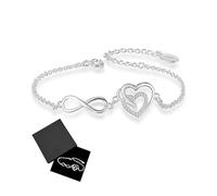 TPZORJX bracelet femme argent,bracelet argent,Infini Bracelet en Coeur Dames Bracelet,Bracelet Femme avec Zircon Bracelet Fille Bijoux Bracelet Cadeau Femme，bracelet infini,Avec 1 coffret cadeau