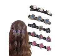 TPZORJX Clips,5 Pièces Barrette à Cheveux Latérale à Trois Fleurs,Épingle à cheveux en cristal,Barrettes Cheveux Femme Clover Strass Pince à Cheveux Trèfle Feuilles pour Filles Femme