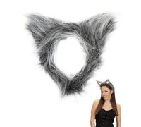 TPZORJX Costume de loup,serre tête loup garou,oreilles de loup en peluche,Serre-tête oreilles de loup,en peluche,noir gris,accessoires pour déguisements, accessoires, loup-garou, fête à thème,carnaval