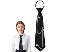 TPZORJX cravate femme, Cravates noires pour femme, cravate longue, cravate uniforme JK, cravate fine, cravate réglable pour fille, pour remise de diplôme, affaires, Lien de chaîne croisé