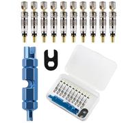 TPZORJX Kit de Réparation de Pneus Vélo,10 Pièces Presta Valve Cores Obus avec 2 Pièces Outil de Démonté Obus Valve, Adaptateurs Noyau de Valve Universels, pour Vélos et VTT