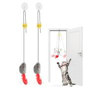 TPZORJX Lot 2 jouets pour chats Activité indépendante Cadre porte suspendu Souris flexible avec émetteur sonore, aucune pile nécessaire, jouet interactif chats Jauge souris avec queue à ressort