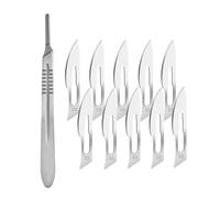 TPZORJX Lot de 10 lames de scalpel stériles en acier au carbone Lames de rechange+1 support poignée pour dermaplaning, dissection, podologie et toilettage professionnel, retrait de l'acné