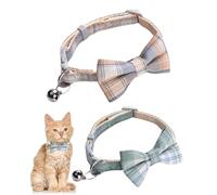 TPZORJX Lot de 2 Collier Chat,collier chaton,collier chat personnalisé,Colliers en Velours pour Chat avec Clochette et Nœud Papillon,Accessoires personnalisés pour Chats,Chiots Et Chatons