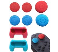 TPZORJX Lot de 2 Poignées Antidérapantes Compatibles avec Nintendo Switch 2/Switch 1/OLED,Support Confortable pour Manette 2025,Livré avec des touches surélevées,Accessoires Rouge et bleu