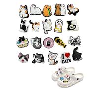 TPZORJX Lot de 20 Charmes Chaussures PVC pour Crocs,Chat Dessin Animé Pins Chaussures Clips Décoration Deco Croc Clips,Breloque Sabots Sandales pour Enfants Adultes DIY Cadeau