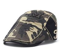 TQC Béret Hommes Casquette Plate Camouflage Gavroche Chasse Souple Chapeau 56-60CM (Armée Verte)