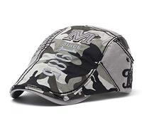 TQC Béret Hommes Casquette Plate Camouflage Gavroche Chasse Souple Chapeau 56-60CM (Gris)