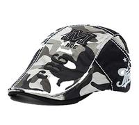 TQC Béret Hommes Casquette Plate Camouflage Gavroche Chasse Souple Chapeau 56-60CM (Noir)