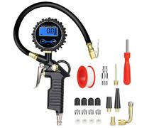 Tqcp-Manomètre Pression Pneu, 220 Psi Professionnel Gonfleur De Pneu Numérique Avec 20 Accessoires, Multifonction 3 En 1 Numérique Manomètre Pression Pneu, Avec Ecran Lcd Pour Voiture Camion Suv Moto