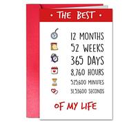 TQDaiker Jolie carte d'anniversaire de 1 an pour petit ami, carte de 1er anniversaire de la part d'une petite amie, carte de Saint-Valentin pour un an (The Best of My life)